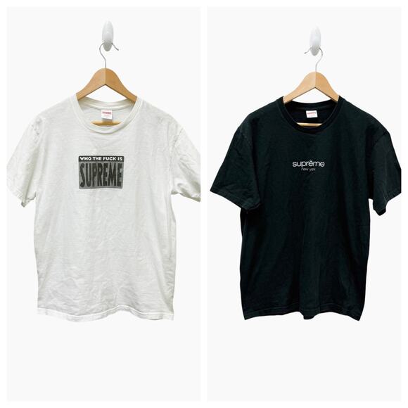 Supreme Bundle of 2 Tshirt Black‎ and White Men’s Size Medium - Picture 1 of 12